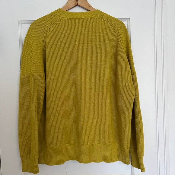 J. Crew V-neck Cotton Cashmere Cardigan in Rare Yellow-Green Colorway | Size M - Picture 5 of 9